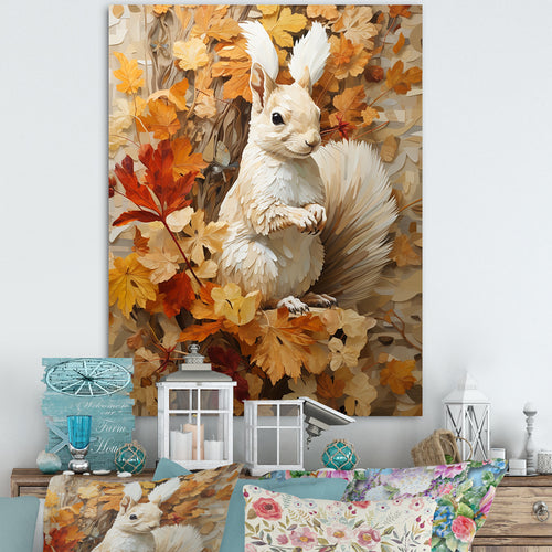 Minimalism Squirrel Beige Painting - Squirrel Framed Canvas Art