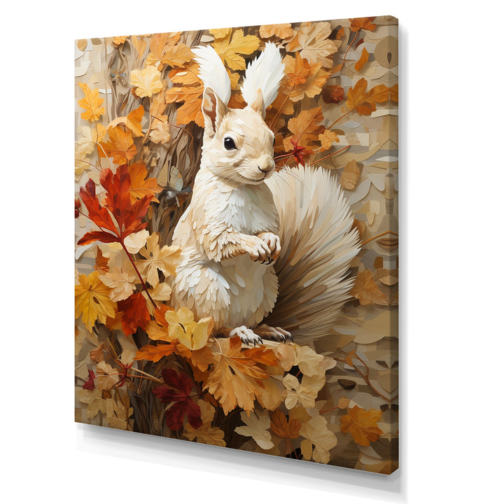 Minimalism Squirrel Beige Painting - Squirrel Framed Canvas Art