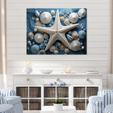 Minimalism Starfish Blue And White - Starfish Canvas Wall Art