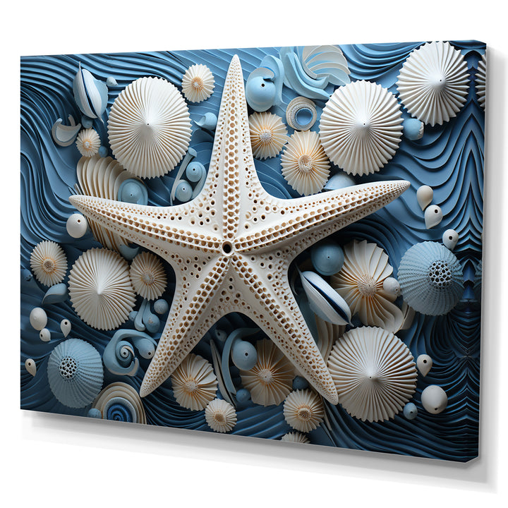 Minimalism Starfish Blue And White - Starfish Canvas Wall Art
