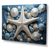 Minimalism Starfish Blue And White - Starfish Canvas Wall Art