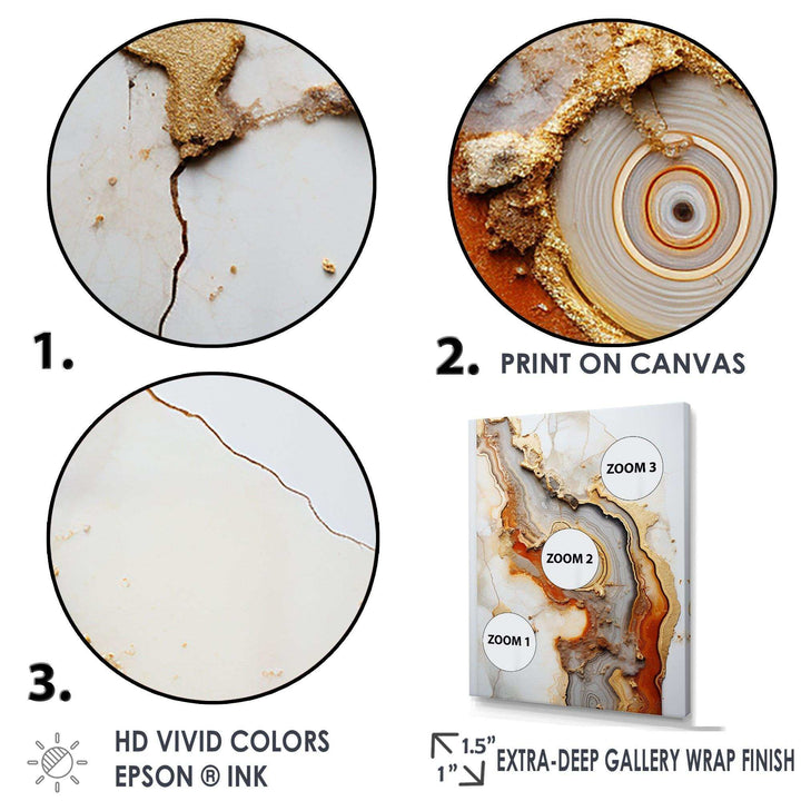 Beige And Orange Minimalism Stone Geode - Landscapes Canvas Wall Art