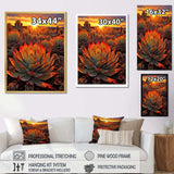 Green And Red Succulent Cactus Field Sunset I - Floral Canvas Wall Art