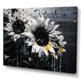 Black And White Sunflowers Florescence - Floral Canvas Wall Art