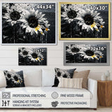 Black And White Sunflowers Florescence - Floral Canvas Wall Art