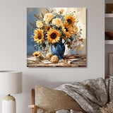 Vintage Sunflowers Bouquet Still Life - Floral Canvas Wall Art