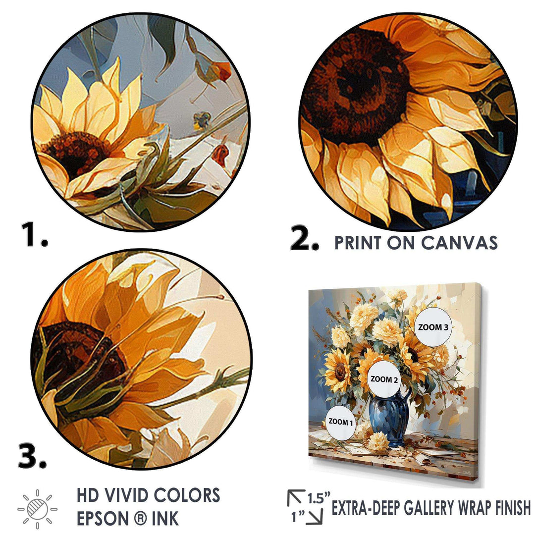 Vintage Sunflowers Bouquet Still Life - Floral Canvas Wall Art