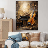 Vintage Violin And Piano Harmony - Music Canvas Wall Art