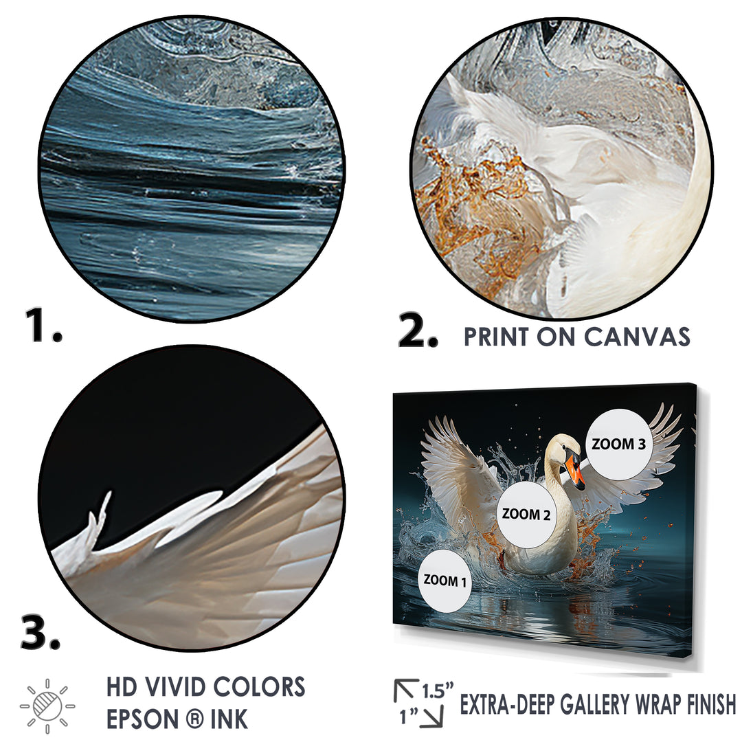 Saw Elegance In Motion - White Swans Wall Art