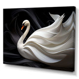 Black And White Elegy Of A Swan - Animals Canvas Wall Art