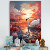 Graceful Mirage Swans - Swans Large Canvas Wall Art