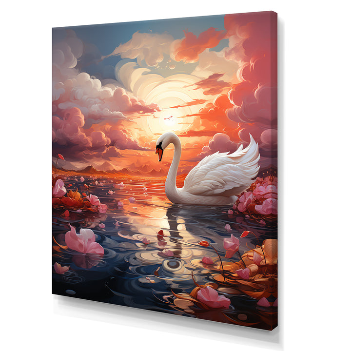 Graceful Mirage Swans - Swans Large Canvas Wall Art
