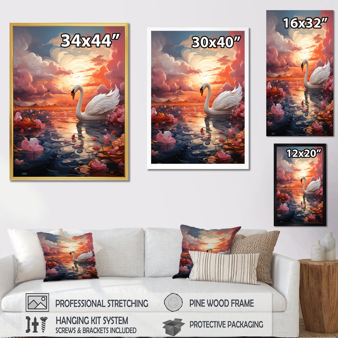 Graceful Mirage Swans - Swans Large Canvas Wall Art