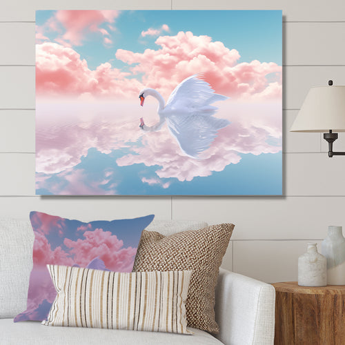 Graceful Mirage Sawn Clouds - Swans Living Room Wall Art