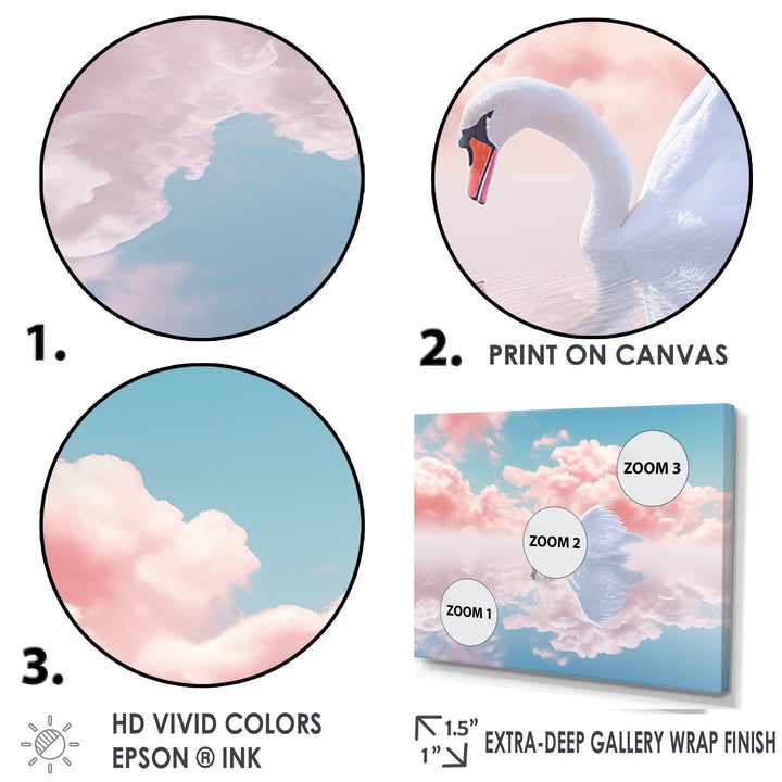 Graceful Mirage Sawn Clouds - Swans Living Room Wall Art