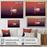 Coral Swan At Dusk - Swans Canvas Wall Art