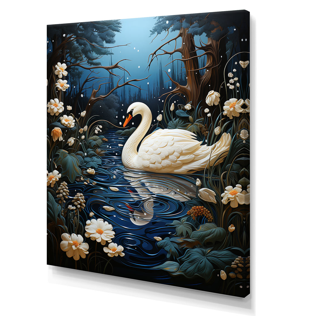 Swan In The Night - Swans Wall Art Prints