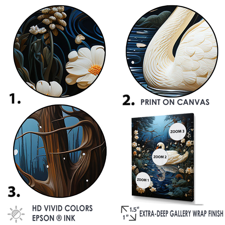 Swan In The Night - Swans Wall Art Prints