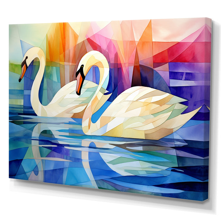 Cubic Swan Sonata Melody - Purple Swans Wall Art