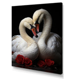 Swans Romantic Portrait - Swans Framed Canvas Art