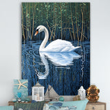 Swans Reflection By The River - Swans Canvas Wall Art