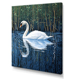 Swans Reflection By The River - Swans Canvas Wall Art
