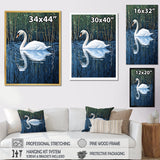 Swans Reflection By The River - Swans Canvas Wall Art
