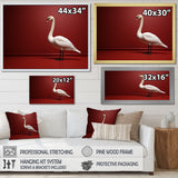 Swans Solitude In Red And White - Red Swans Wall Art