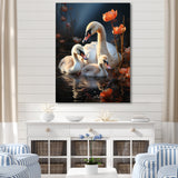 Peaceful Swans Family - Swans Large Canvas Wall Art