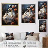 Peaceful Swans Family - Swans Large Canvas Wall Art