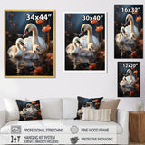 Peaceful Swans Family - Swans Large Canvas Wall Art