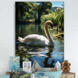Swans Refuge In Tropical Lake - Swans Canvas Wall Art