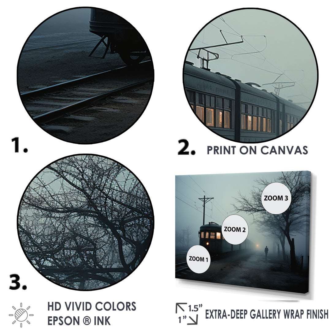 Mystic Train Charm In Winter Photo - Train Canvas Wall Art