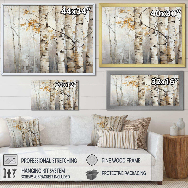 Silver And Beige Birch Wood Beauty I - Floral Canvas Wall Art