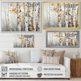 Silver And Beige Birch Wood Beauty I - Floral Canvas Wall Art