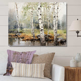 Green Birch Wood Beauty I - Floral Canvas Wall Art