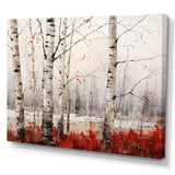 White And Red Birch Wood In Winter II - Floral Canvas Wall Art