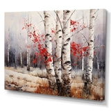 White And Red Birch Wood In Winter III - Floral Canvas Wall Art