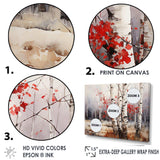 White And Red Birch Wood In Winter III - Floral Canvas Wall Art