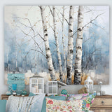 White Birch Trees Forest Winter Scenery III - Floral Canvas Wall Art