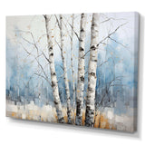 White Birch Trees Forest Winter Scenery III - Floral Canvas Wall Art