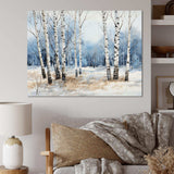 White And Blue Birch Wood In Winter - Floral Canvas Wall Art