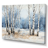 White And Blue Birch Wood In Winter - Floral Canvas Wall Art