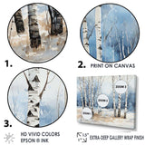 White And Blue Birch Wood In Winter - Floral Canvas Wall Art