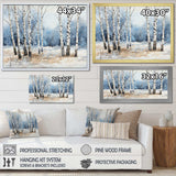 White And Blue Birch Wood In Winter - Floral Canvas Wall Art