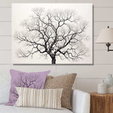 Minimalism Black And White Trees Oak - Floral Canvas Wall Art