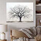 Minimalism Black And White Trees Oak II - Floral Canvas Wall Art