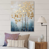 Gold And Blue Trees Harmony IV - Landscapes Canvas Wall Art