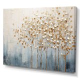 Gold And Blue Trees Harmony V - Landscapes Canvas Wall Art