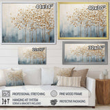 Gold And Blue Trees Harmony V - Landscapes Canvas Wall Art